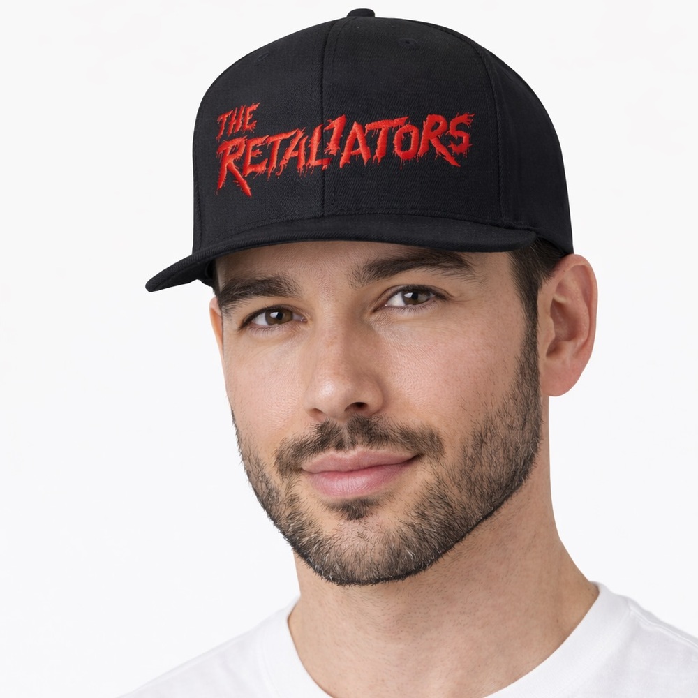 The Retaliators Flexfit 110 Snapback Hat Black Red Embroidered OSFM
